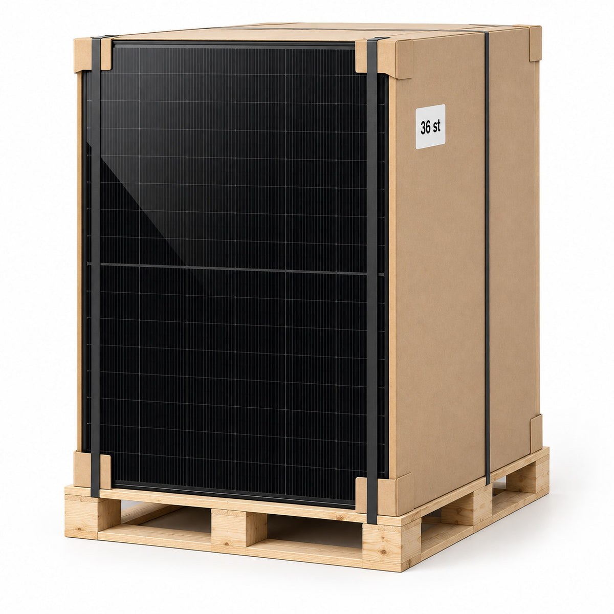 Helsvart solpanel DAH Solar 500W N-Type TOPCon, bifacial (helpall 36 stycken)