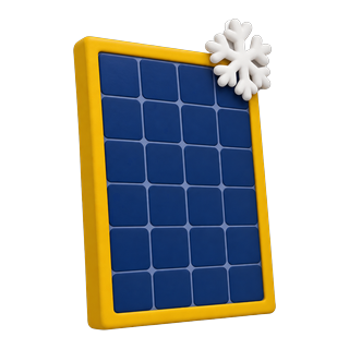 Solpanel med ram och en snöflinga